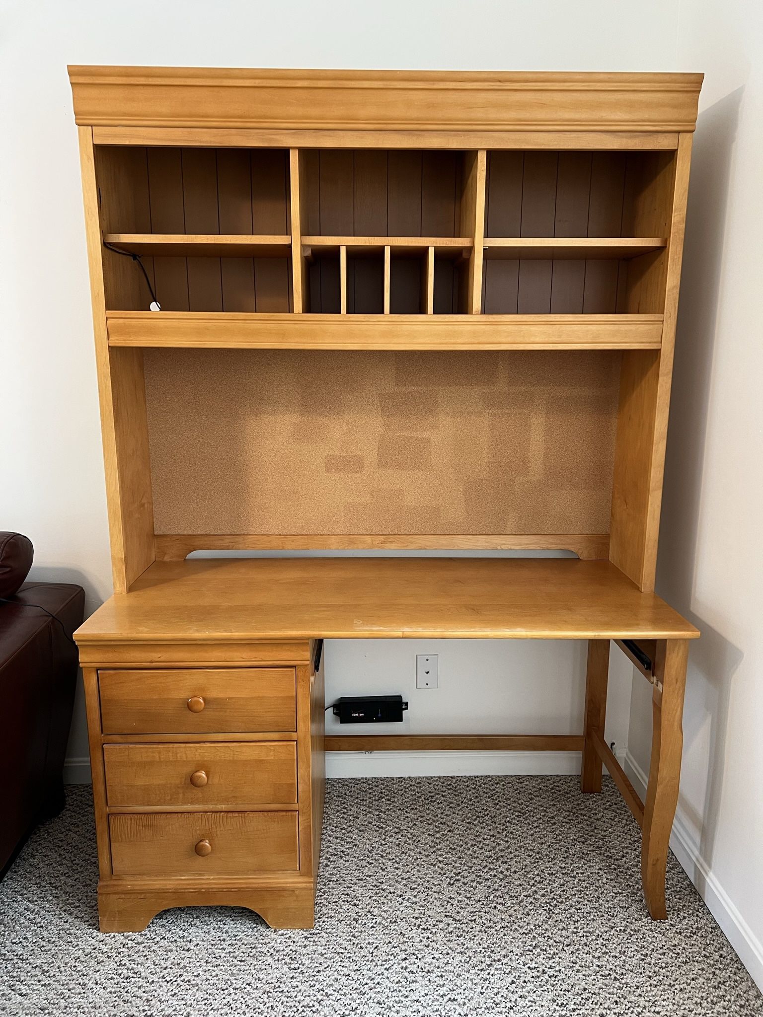 Desk With Lighted Hutch And Shelves - REAL WOOD - Stanley Furniture