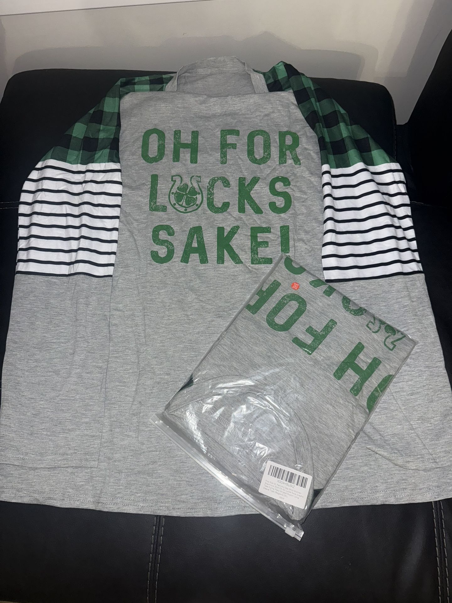 Plus Size St. Patrick's Day Shirt Women Shamrock Shirt Oh for Lucks Sake Graphic