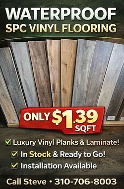 Waterproof Vinyl Plank Flooring – $1.39/SQFT