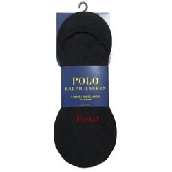 Polo Ralph Lauren Men's Dress Liner Socks 3-Pack Black No-Show Non-Slip Heel Size M (6-12.5) NWT