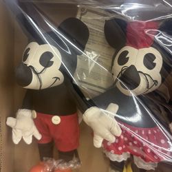 Mickey and Minnie antique plush set