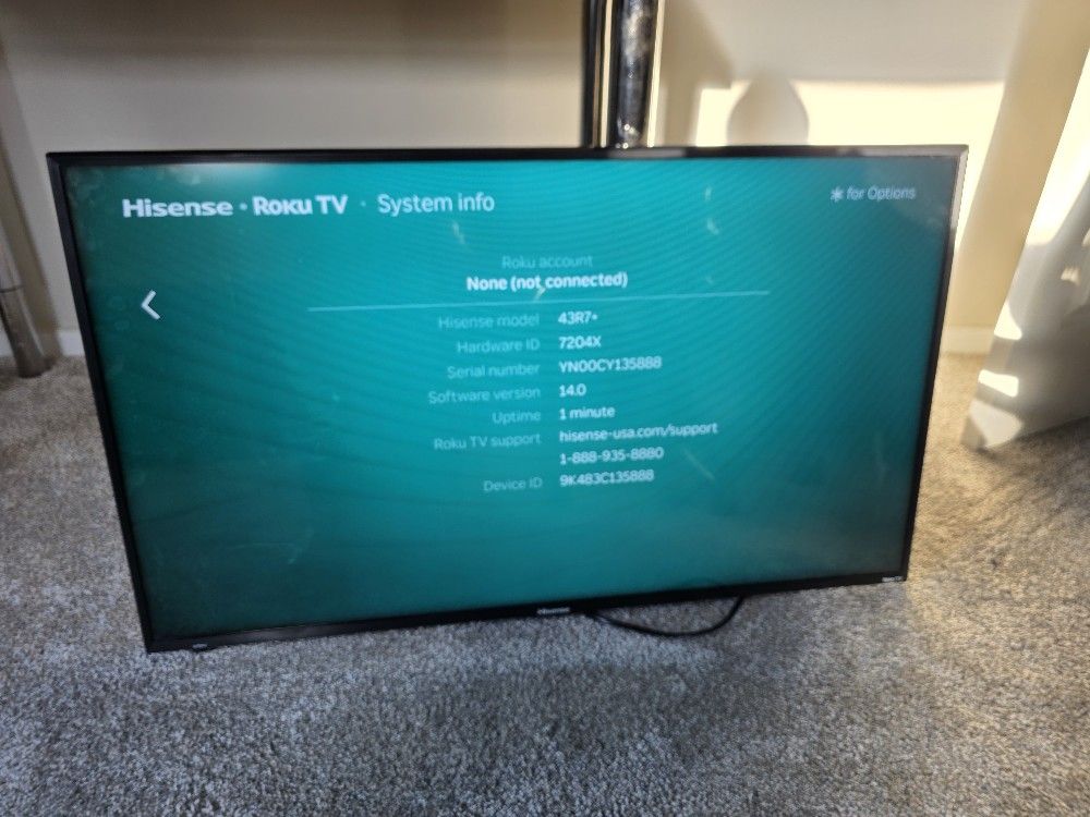 4K smart Roku TV Hisense 43 inch