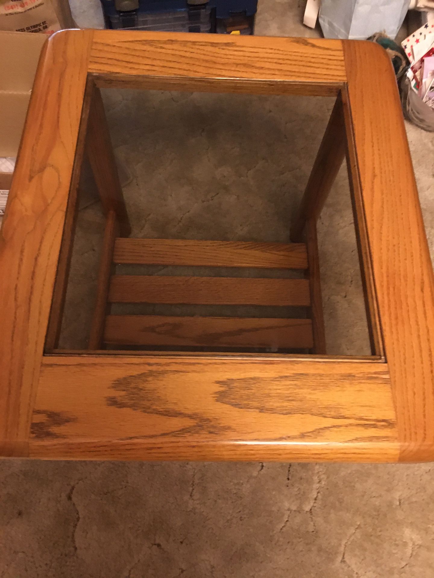 Oak and glass End table 