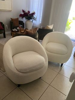 Boucle Upholstered Armchair set of two $350