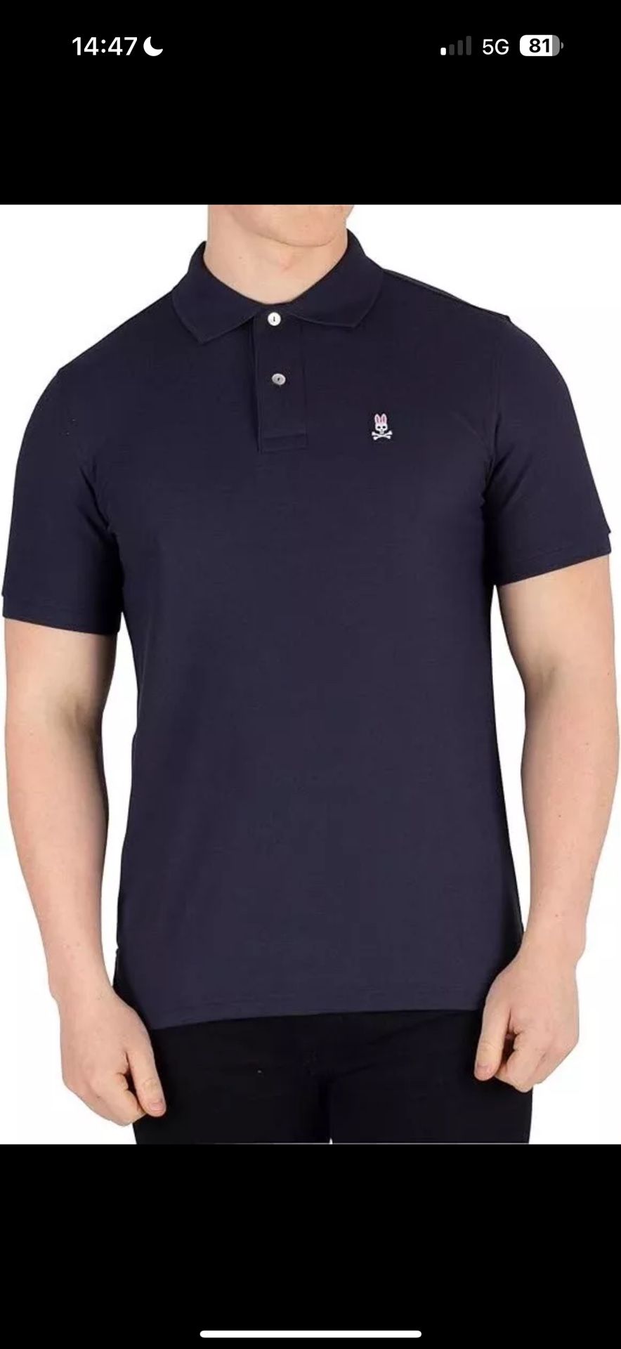 NEW Psycho Bunny Men's Polo Shirt Short Sleeve Cotton Polo NAVY