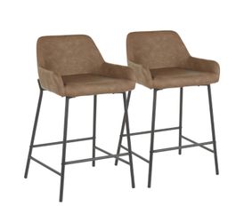 🌟 Daniella 24” Faux Leather Industrial Counter Stool — Set of 4 for $200! 🪑