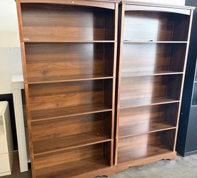 2pcs/5-Tier Wooden Bookshelf, Bookshelf with Storage, Floor Standing Modern Style Display Bookcase ,Brown