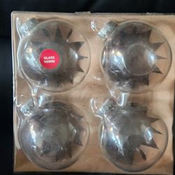 3" Clear Glass Ornaments-4 pack 