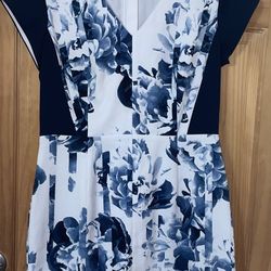 Banana Republic Navy & White Floral Print Dress