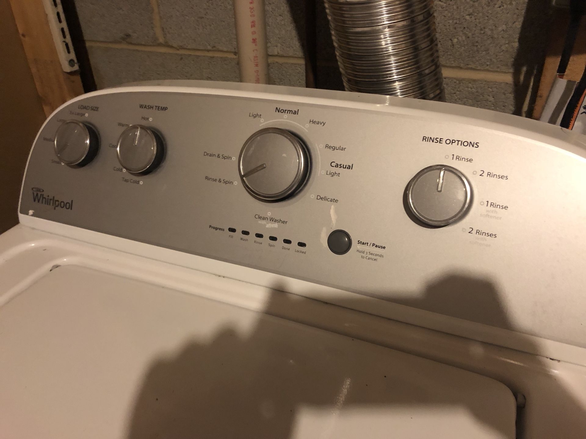 Whirlpool washer (Top Load) and Whirlpool Dryer (Front Load)