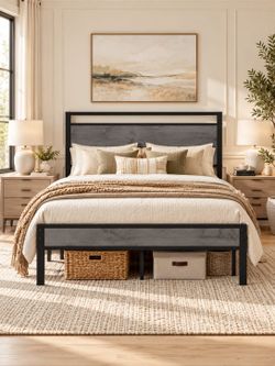 Full bed Size Bed Frame&Wood Headboard&Footboard,Heavy Duty Metal Bed
Metal Support Frame, Noise-Free Structure, Underbed Storage Space, No Box Spring