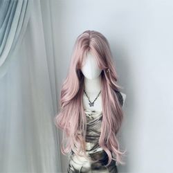 26 inch Lace Front Long Pink Wavy Wig