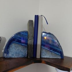 Natural Stone Agate Crystal Book Ends 