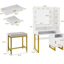Vanity desk with hollywood mirror 