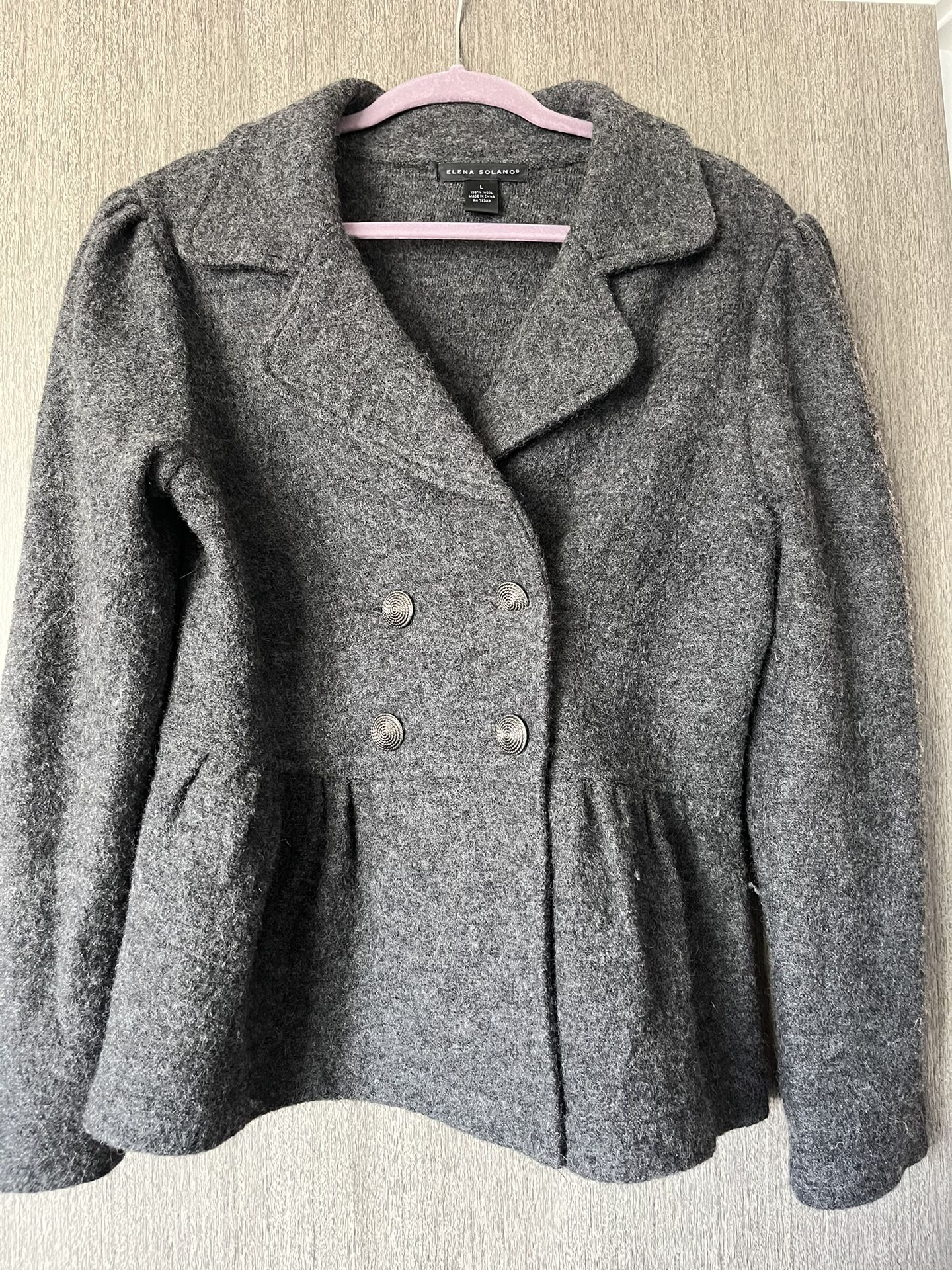 Elena Solano 100% Wool Button Front Jacket