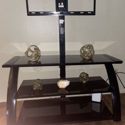 Glass and Iron TV Stand with TV Mount