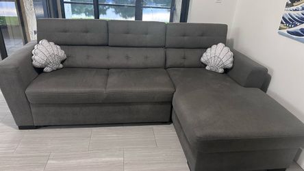 Gray Fabric Sectional Sofa with Chaise