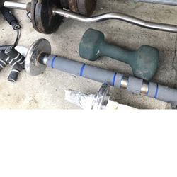 Lot of steel weights with lifting bars and dumbbells used - $80 - $80 (burbank)