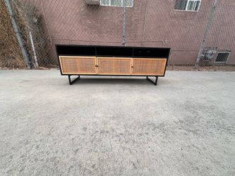 Pottery Barn Dolores Cane Media Console Entertainment Center Tv Stand Cabinet Sideboard Credenza
