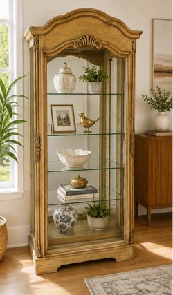 Beautiful Vintage Glass Display Cabinet / Curio Hutch