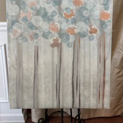 2ft by 3ft Canvas Artwork Silver, Gray Blue, Mint Green