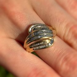 Jewelry 10K solid Yellow Gold 1 CTW Diamond Ring sz 6