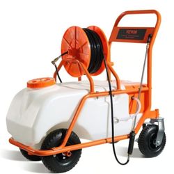 Battery Powered Lawn Sprayer on Wheel, 0-90 PSI Adjustable Pressure, 15 Gal