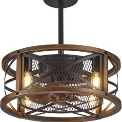 Caged Ceiling Fan With Light Farmhouse