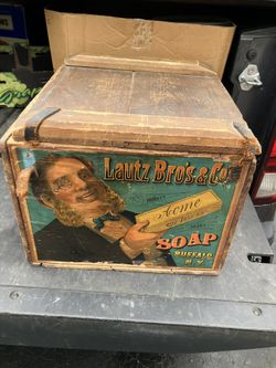 Antique Lautz Bros Acme Soap Advertising  Crate Wood Box Sign Store Display
