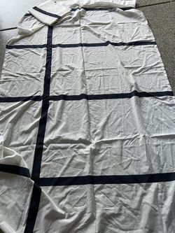 White With Blue Stripes Light Curtains