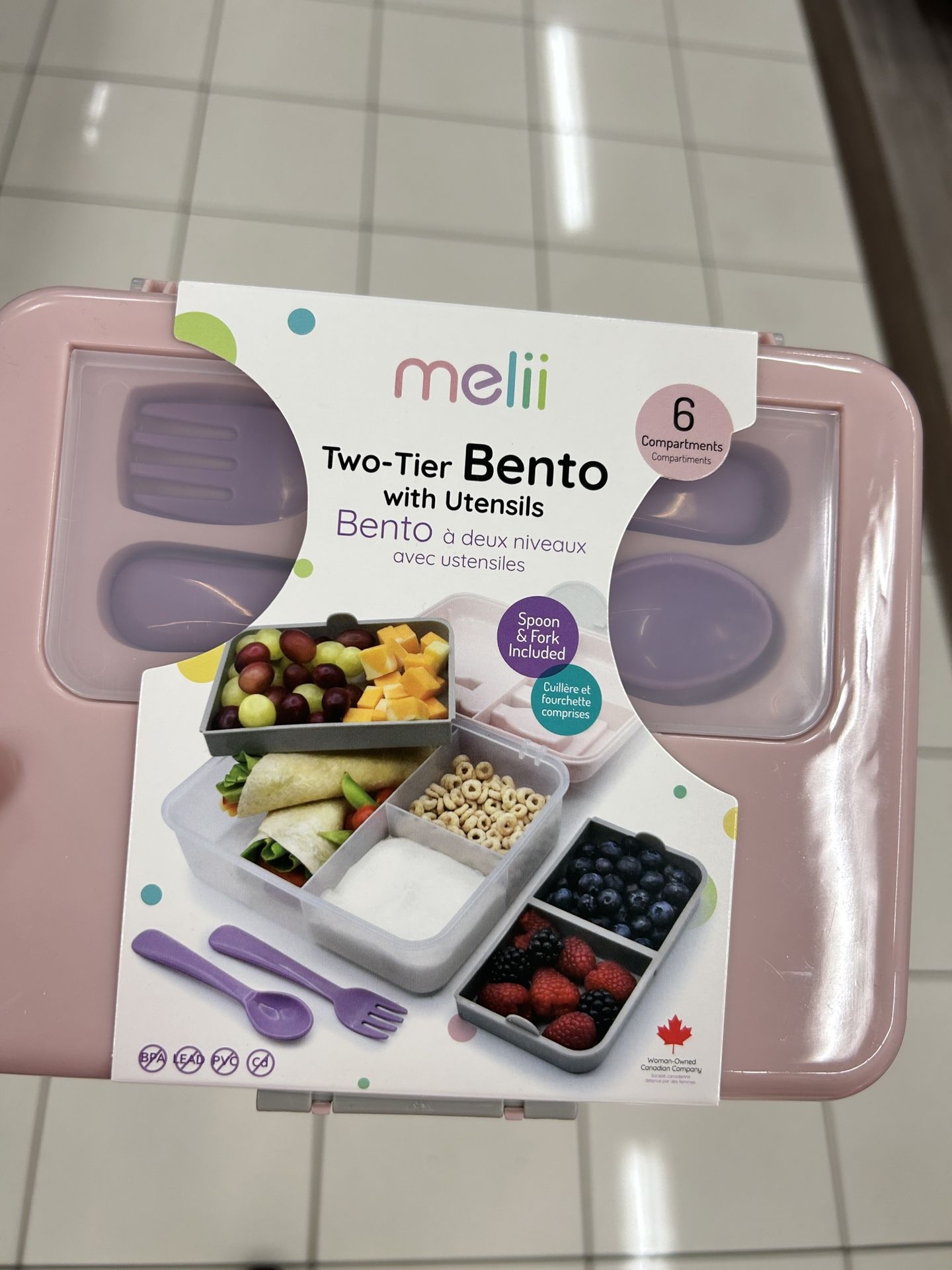 NWT Melii Two-Tier Bento Box with Utensils