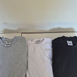 PRO CLUB WHITE 6 BLACK 6 GARY 6 ( TOTAL 18 PC MAN'S HEAVYWEIGHT COTTON SHORT SLEEVE T SHIRT SLEEVE SIZE L TALL