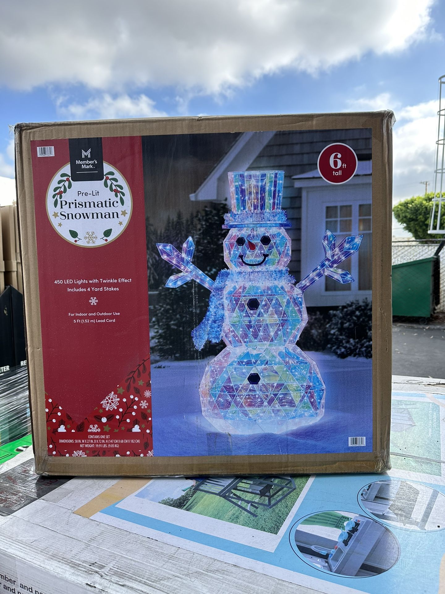 Members Mark 6’ Pre-lit Prismatic Snowman Brand New In Box
