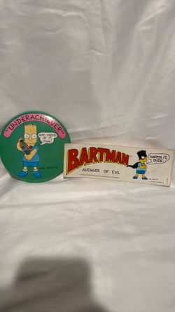 Vintage Bart Simpson Large button and bumper sticker