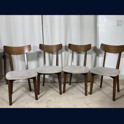 MCM Walnut Upholstered Dining Chairs (4)