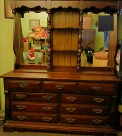 Vintage Dresser with an Attached Hutch