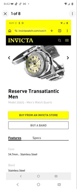 INVICTA RESERVE TRANSLANTIC 54MM RARE WATCH