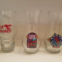 Lot Of 3 Red Lobster Glasses