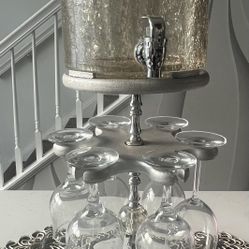 Glass With Crystal and Marble Stands 