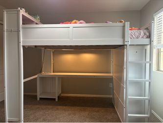 Loft queen size bed with desk underneath