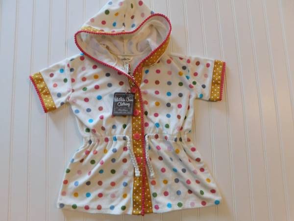 NWT Matilda Jane Girls 4 Polka Dot Terry Hoodie Swim Coverup