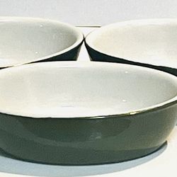 1930-‘69 (3) Hall Forest Green “Boston Baker” Oval 9 oz. Individual Casseroles 706 