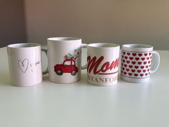 Set of 4 Ceramic Coffee Mugs Dishwasher & Microwave Safe