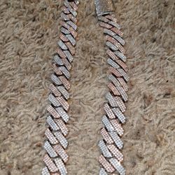 Miami Cuban Link Two Tone Bracelet Cubic Zirconia 