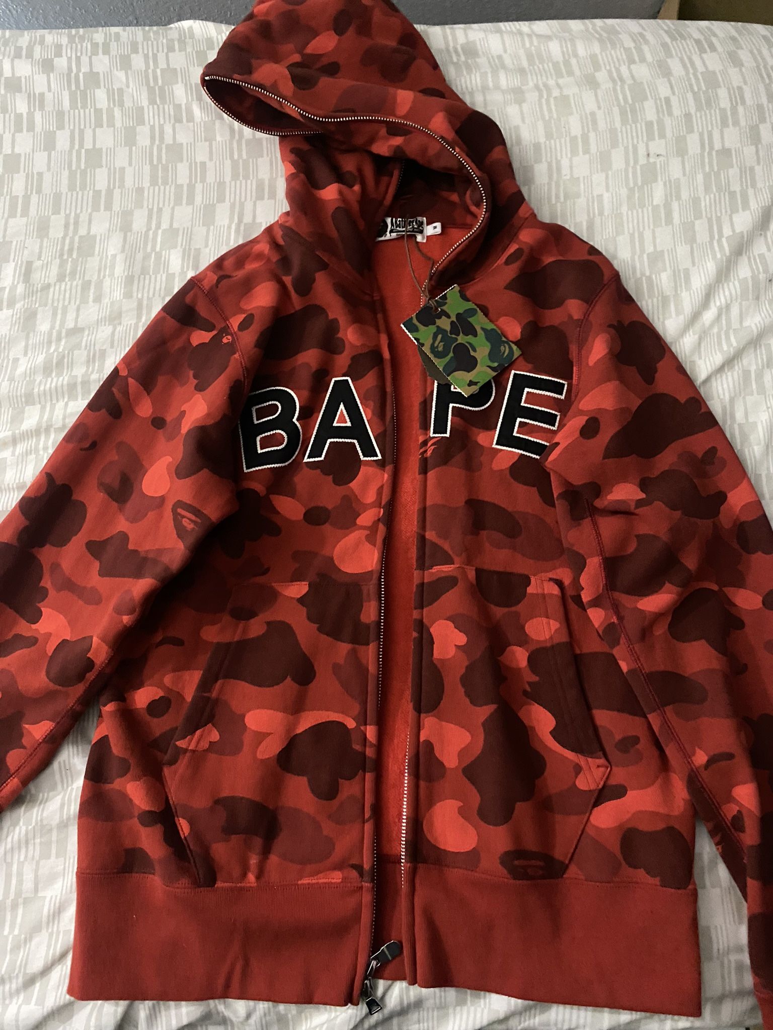 Bape Red Hoodie With Tags