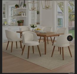 Linen Fabric Upholstered Solid Wood Legs Dining Chair with Detachable Pillow set of 4