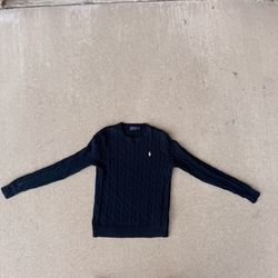 Polo Ralph Lauren Women's S Navy Blue Cable Knit Pony Logo Sweater