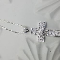 Moissanite And 925 Cross Necklace