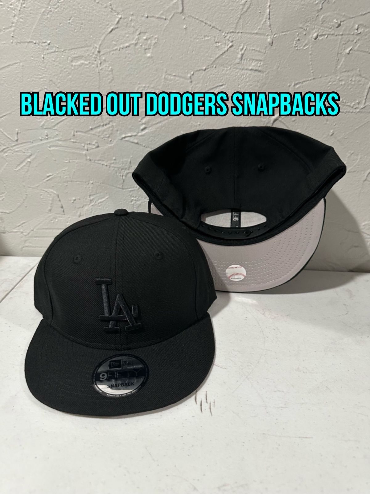 MLB New Era Los Angeles Dodgers Triple Black Blacked Out 9fifty SnapBack Hats
