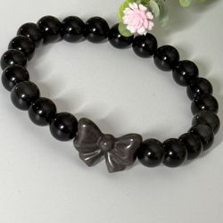 8.5mm Black Obsidian Bracelet 